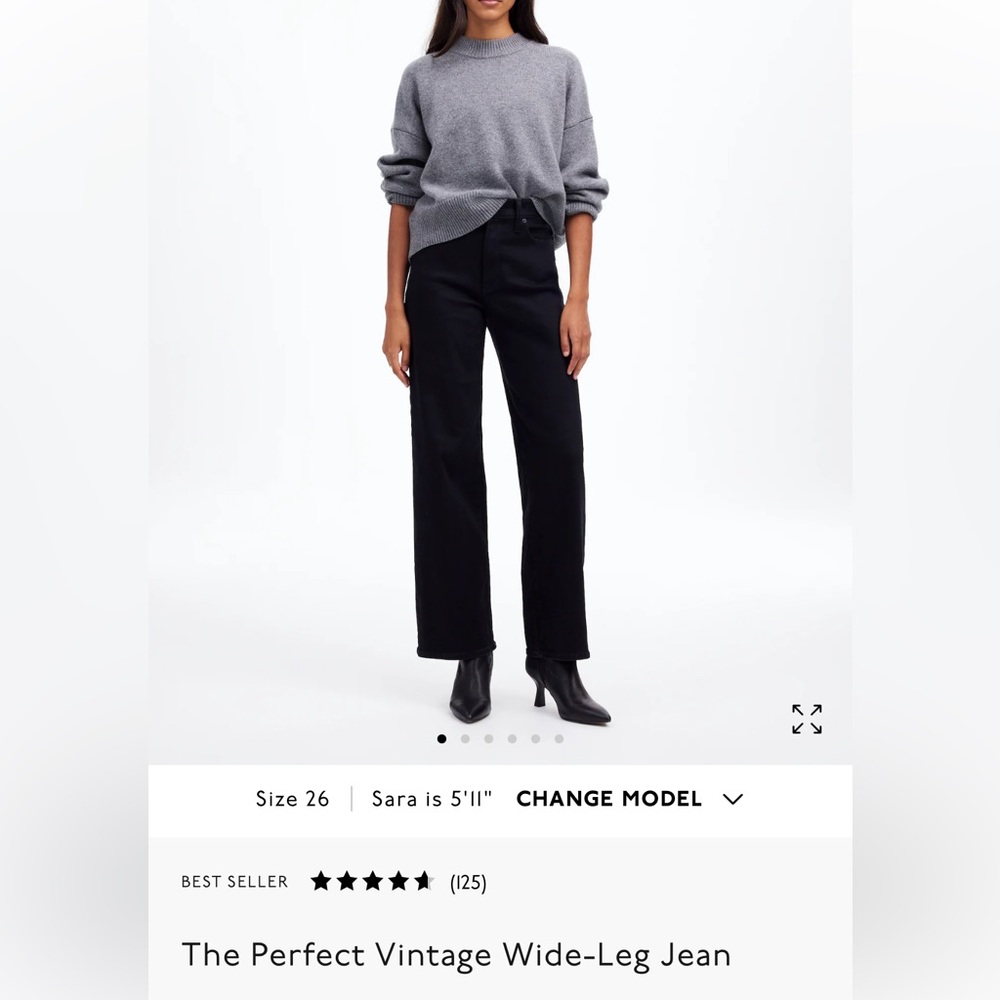 Madewell black perfect vintage wide leg jean